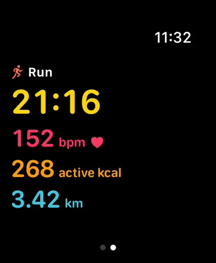 The Cardio screen of Life OS on Apple Watch.